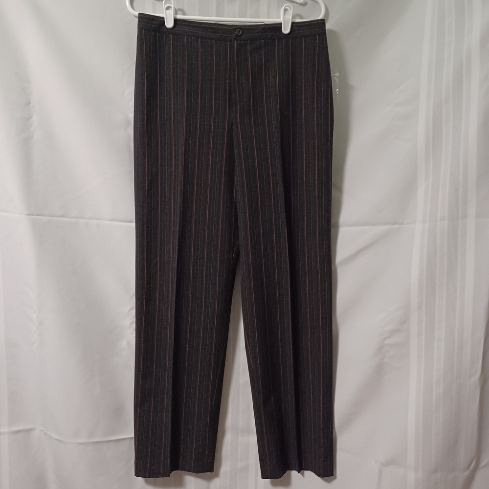 Apt. 9 Dress Pants Womens 10S Grey Red Pinstripe Pearson Pant Straight Classic
